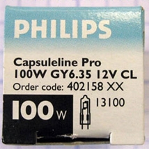 Лампа галогенная (галогеновая) Philips 13100 100W 12V GY6.35  Вид 1