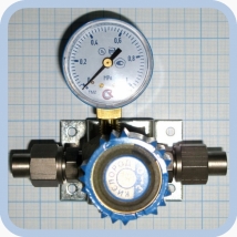 Вентиль магистральный с манометром ВМ-06 (клапан запорный К-1104-16) для кислорода и др. газов  Вид 1