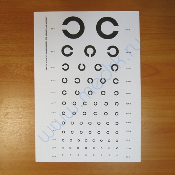 Таблицы для определения остроты зрения, комплект 5 штук  Вид 6