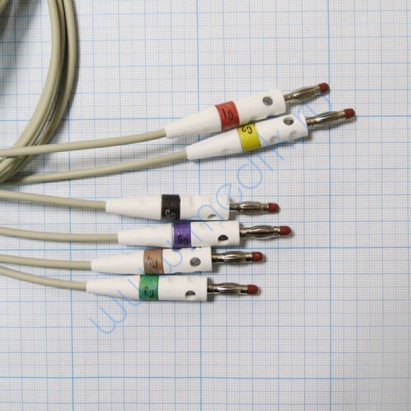 ЭКГ кабель пациента (отведения) Fiab F6746R без скоб, с 4-мм штекерами  Вид 1