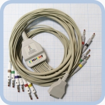 ЭКГ кабель пациента (отведения) Fiab F6746R без скоб, с 4-мм штекерами  Вид 4