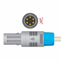 Соединительный кабель SpO2 коннектор: 6 pins, 2-ключа, 40 градусов